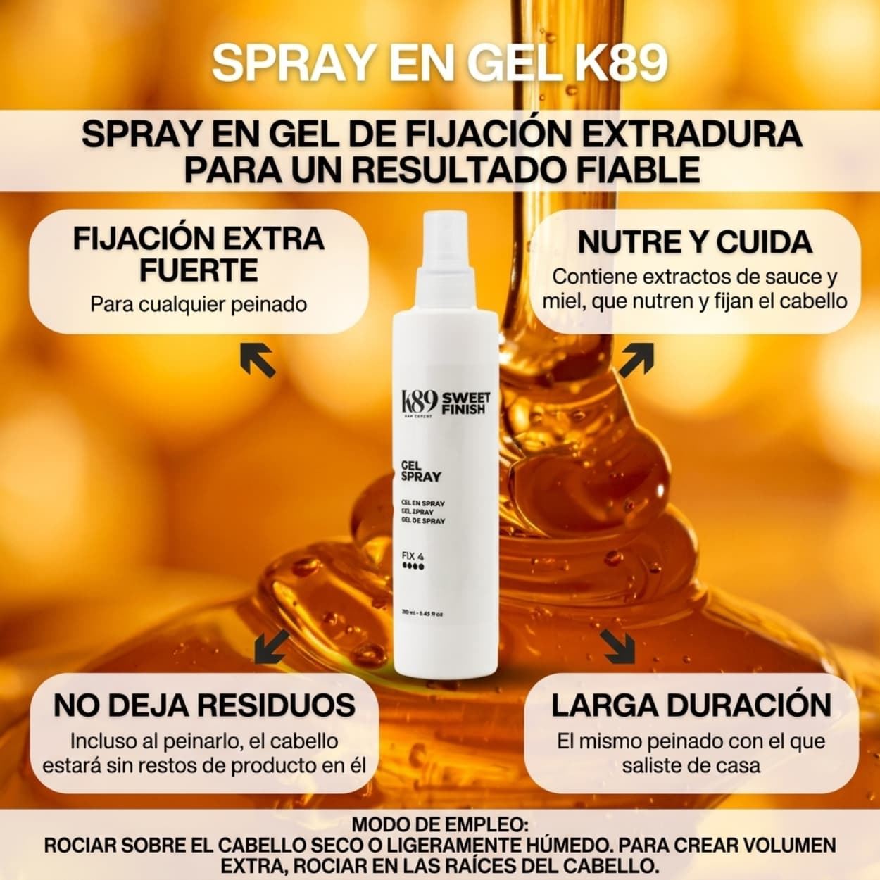 Spray Fijador Extrafuerte Larga Duración Gel Spray 250ml | K89 - Imagen 3