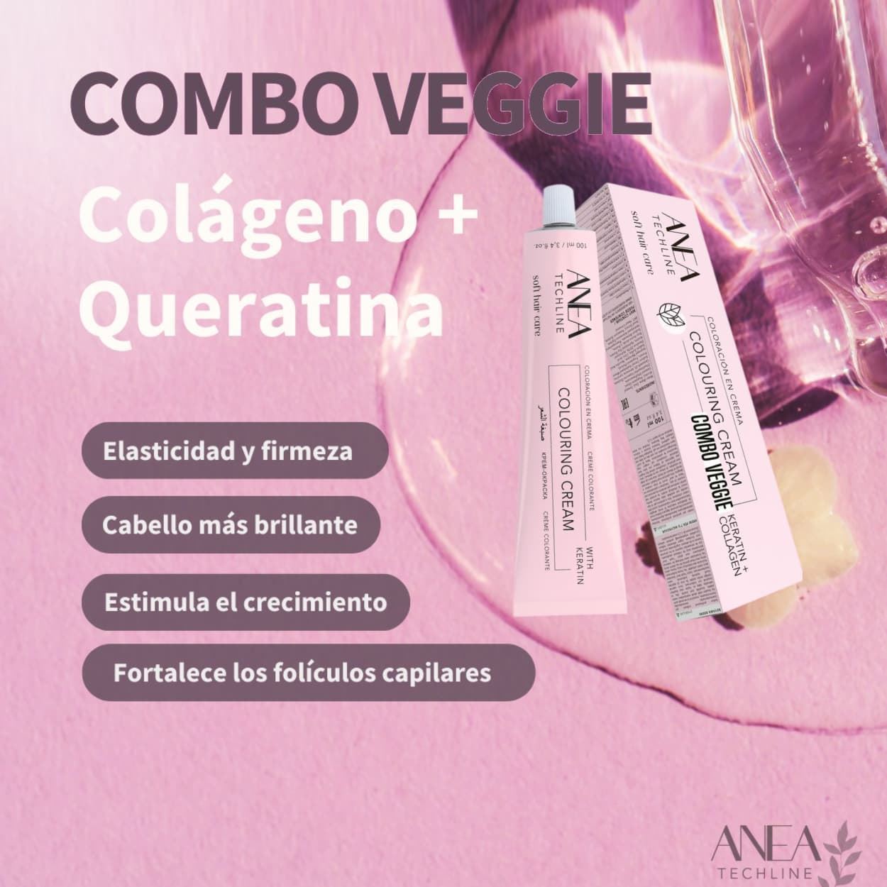 Tinte Permanente Para el Pelo con Queratina y Colágeno 100ml - Bases Naturales Cálidas | Anea Techline - Imagen 2