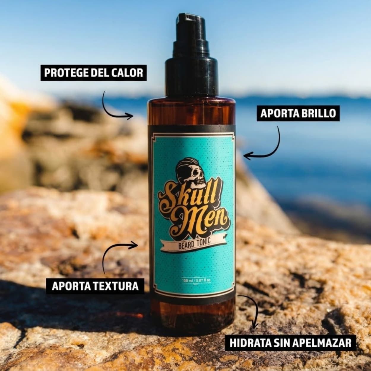 Tónico de Barba Hidratante y Fijador Beard Tonic 150ml | Skull Men - Imagen 2