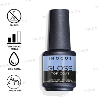 Top Coat Semipermanente Brillo Extremo Gloss 15ml - Con Goma | Inocos - Imagen 2