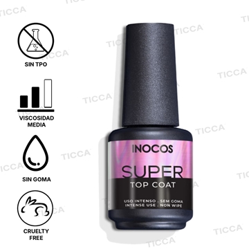 Top Coat Semipermanente Brillo Extremo Super Top Coat 15ml - Sin Goma | Inocos - Imagen 2