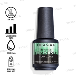 Top Coat Semipermanente Especial Nail Art Tempered 3D 15ml - Sin Goma | Inocos - Imagen 2