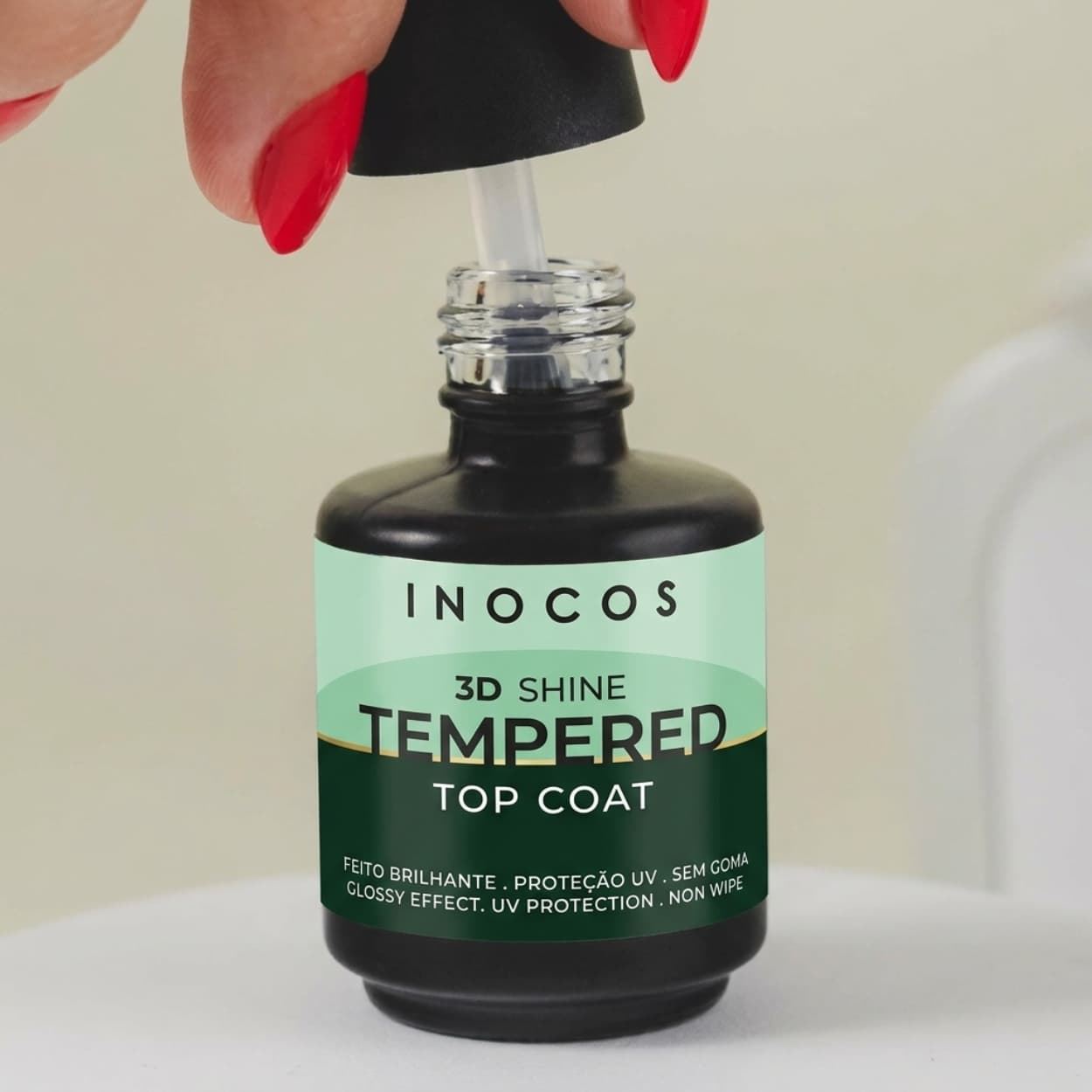 Top Coat Semipermanente Especial Nail Art Tempered 3D 15ml - Sin Goma | Inocos - Imagen 4