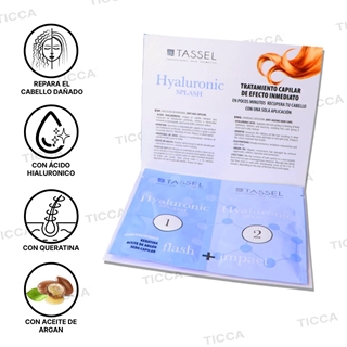 TRATAMIENTO REPARADOR INSTANTANEO "HYALURONIC SPLASH" CON KERATINA SOBRE 2X15ml | TASSEL - Imagen 1